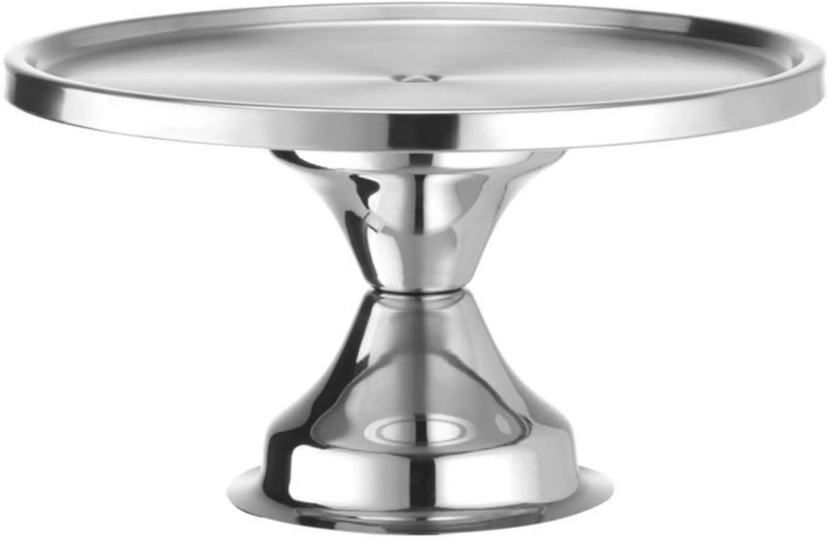 HENDI Taartplateau op voet - rvs - 32,2 cm diameter, 17,5 cm hoog - zilver - horecapresentatie