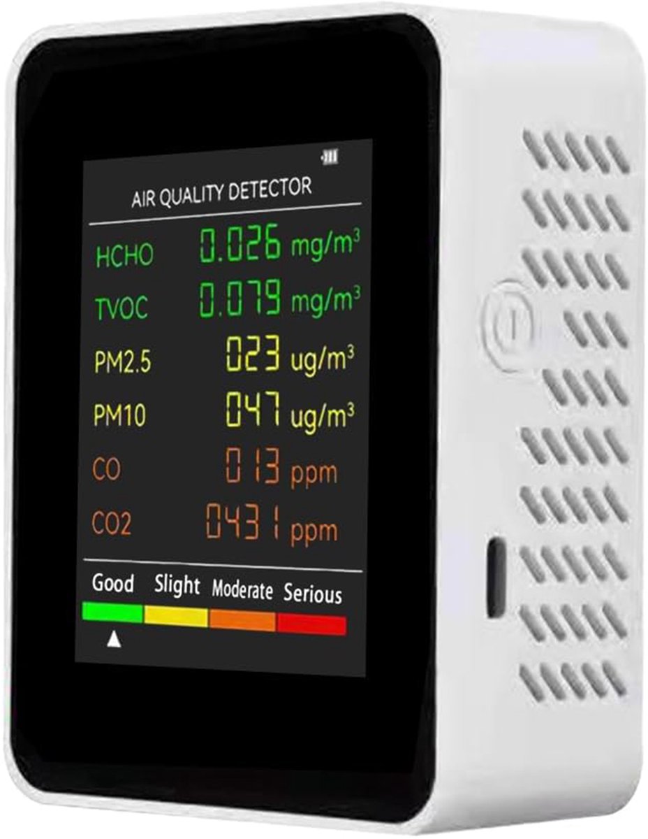 Gsedaox- Professionele Formaldehyde Melder -6 in 1 Luchtkwaliteitsmeter- CO2-Monitor- Koolstofdioxidemeter-Hygrometer