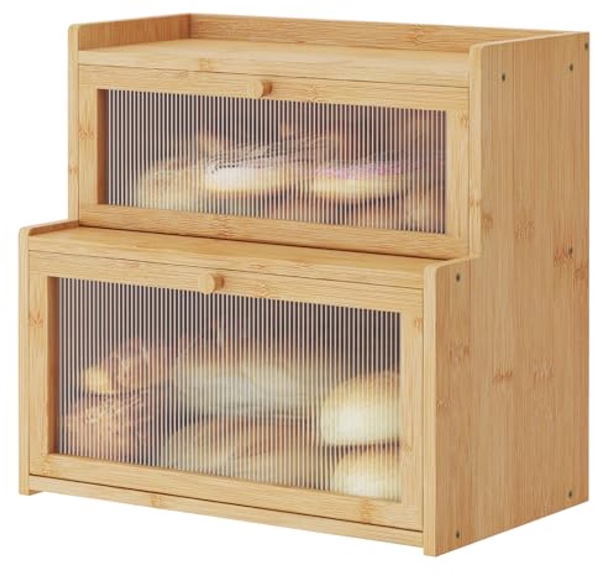Dubbellaagse bamboe brooddoos met venster - Ideale broodopslag voor keuken