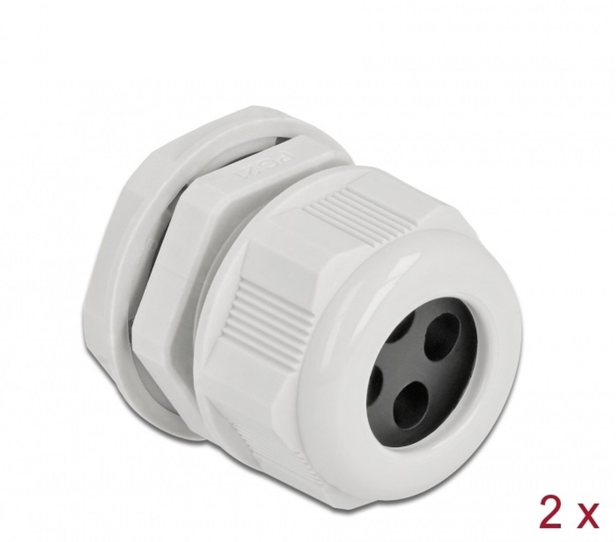 Kabelwartel PG21 voor ronde kabel met vier kabelinvoer grijs 2 stuks