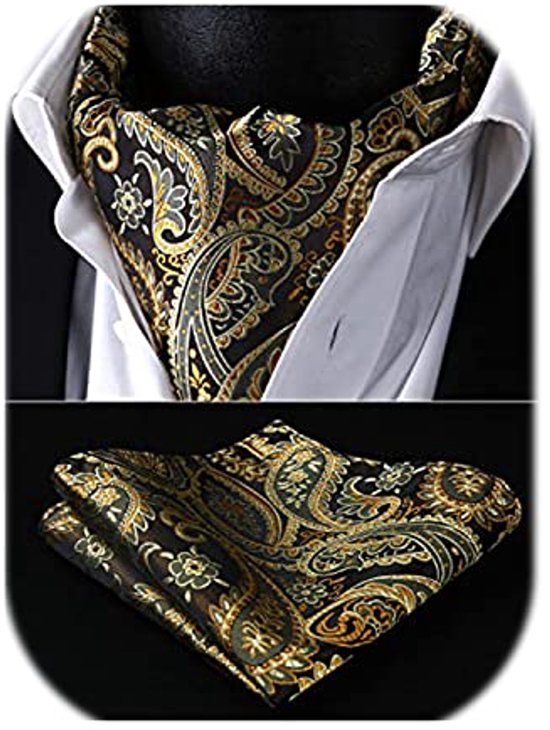 Set cravate et mouchoir en soie cachemire pour homme - Élégante cravate Ascot et pochette pour mariages et occasions festives