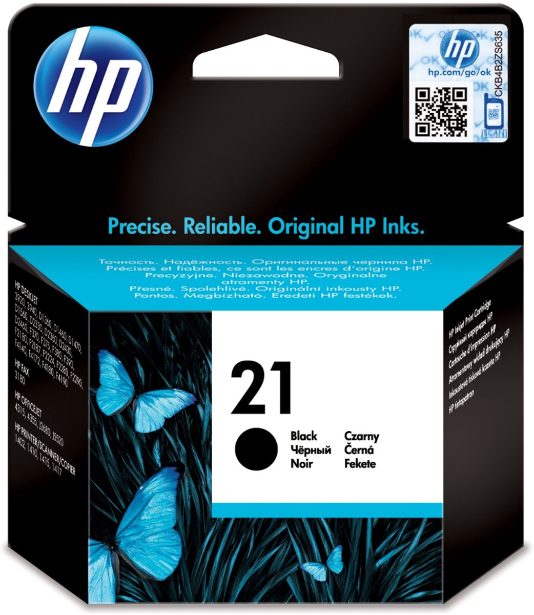 HP inktcartridge 21, 190 pagina's, OEM C9351AE, zwart