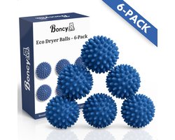 Boncy® Drogerballen - 6 Stuks Blauw - Droogballen voor Wasdrogers - Energiebesparend & Duurzaam Cadeau - Wasdrogerballen - Wasballen voor Wasdroger Droogtrommel - Dryer Balls Wol Droger Ballen - Wasmachine Wasbol Wasbollen