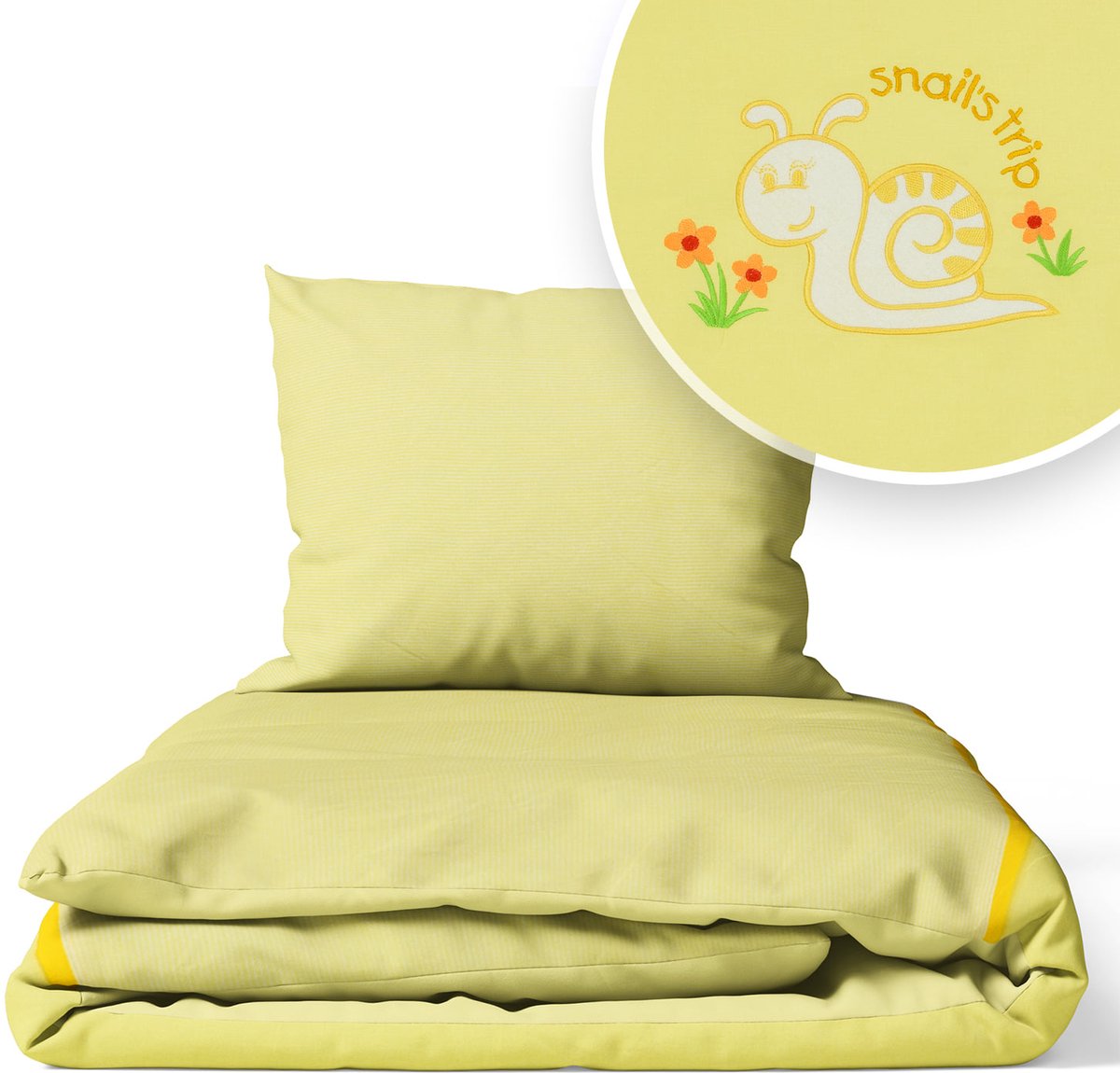 Kinderbeddengoed 120x90cm 2-delig met Slak applicatie