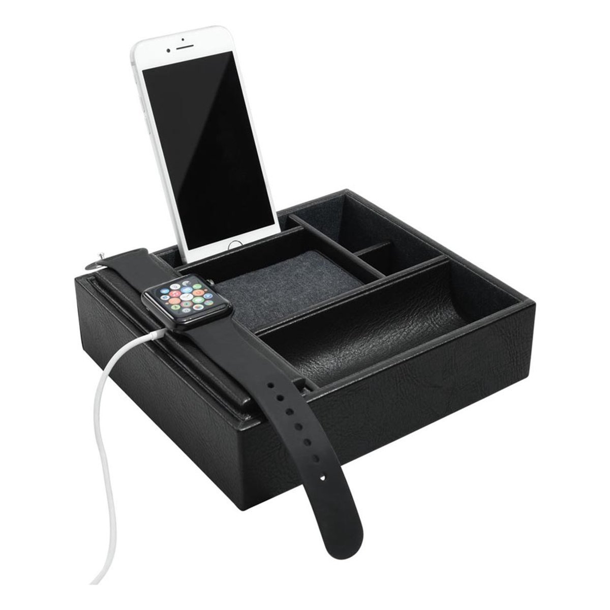 Stackers Classic Organizer: Horloge, Sieraden Telefoonstandaard (Zwart)