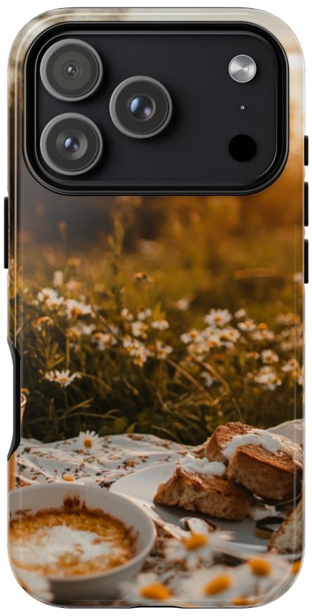Zonnig Madeliefjesveld Ontbijtscène – Telefoonhoesje Geschikt voor iPhone 17 Pro