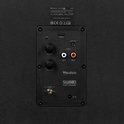 Achterpaneel van de Audizio SW800 actieve subwoofer met bedieningselementen.