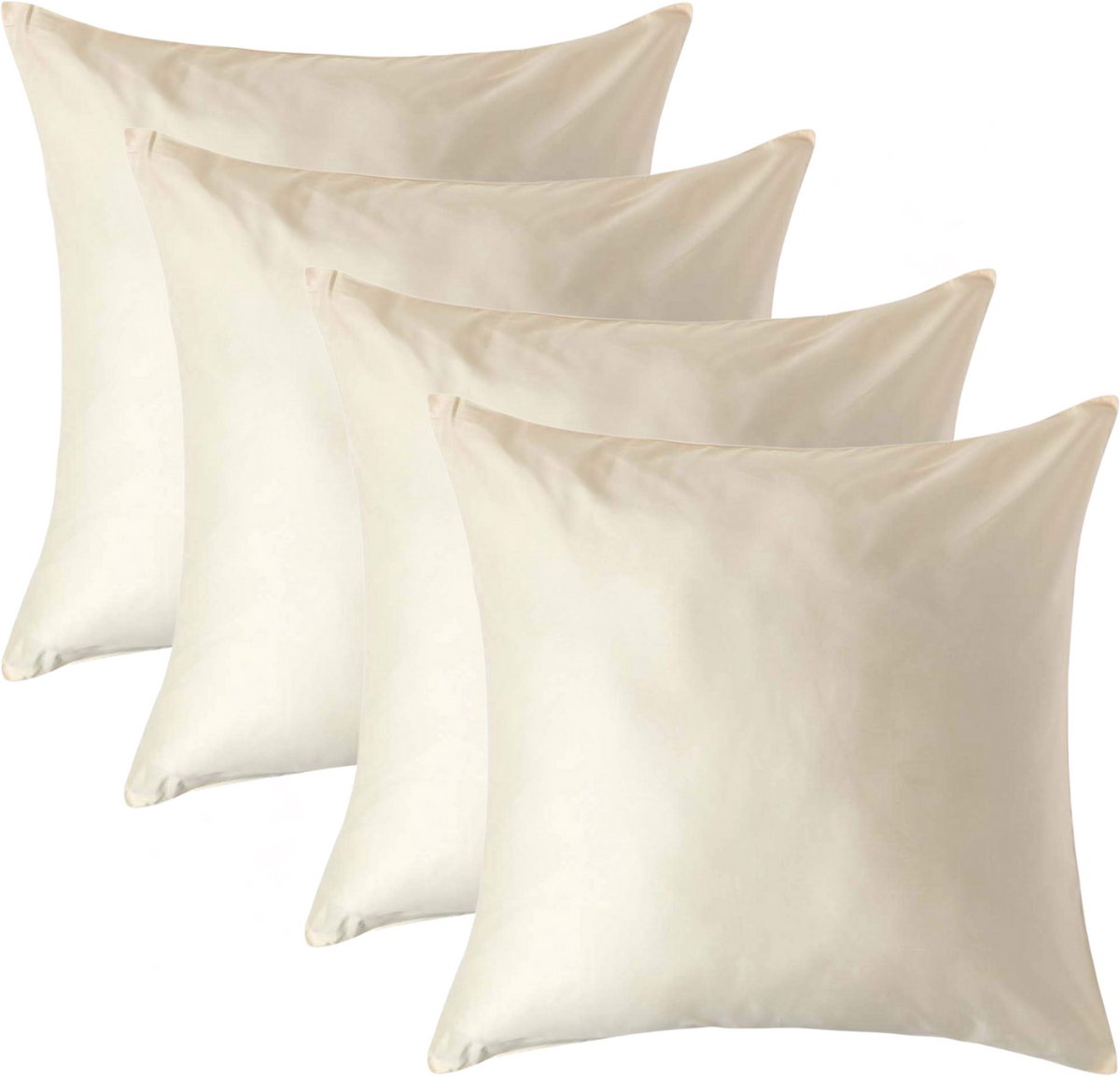 Homescapes Biologisch Kussensloop 80x80 cm – Set van 4 – Crème – 100% Egyptisch Katoen Satijn – Draaddichtheid 400