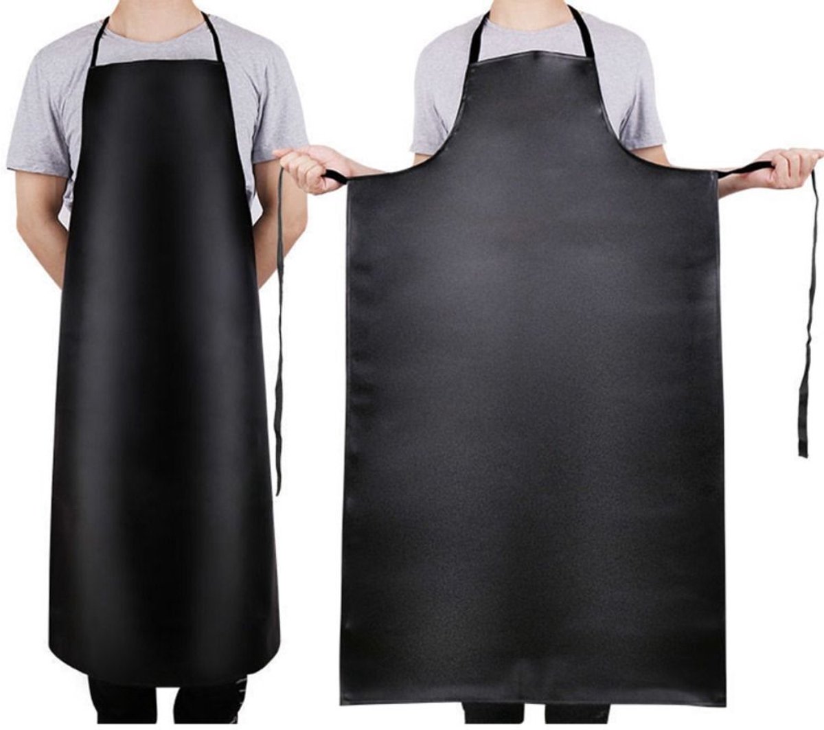 Schort Koken PVC Slager Oliebestendig Leren Chef Schort Keuken Werkkleding-L