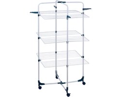 Dirt Devil Droogrek ‑ 30 kg Draagvermogen ‑ 3 Niveaus met 6 Plateaus ‑ 30 meter Lijnlengte ‑ 4 Haken voor Kledinghangers ‑ Wieltjes
