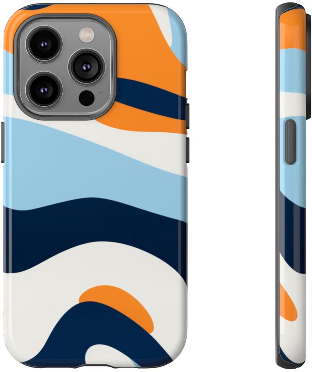 Abstract Oranje-Blauw Patroon – Telefoonhoesje Geschikt voor iPhone 14 Pro