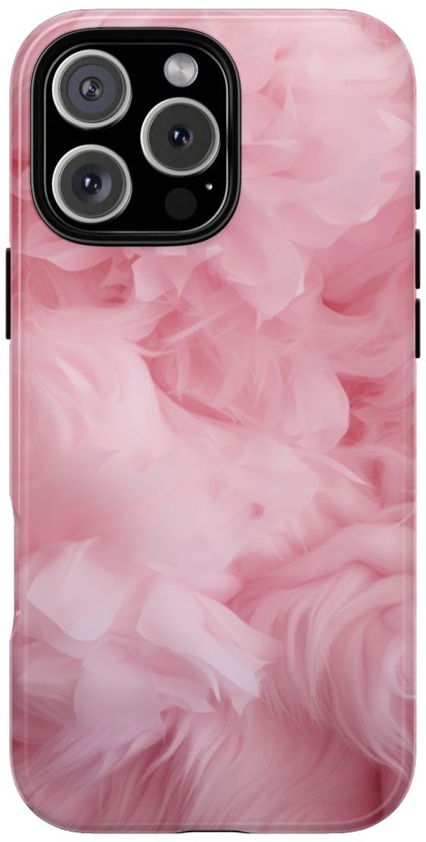 Zachtroze Textuur met Stofpatroon – Telefoonhoesje Geschikt voor iPhone 16 Pro Max