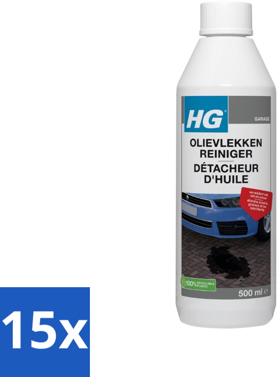 15 x HG Olievlekken Reiniger 500 ml - Olievlekkenreiniger - Vetvlekken - Smeer - Beton Reinigen - Cement Reinigen