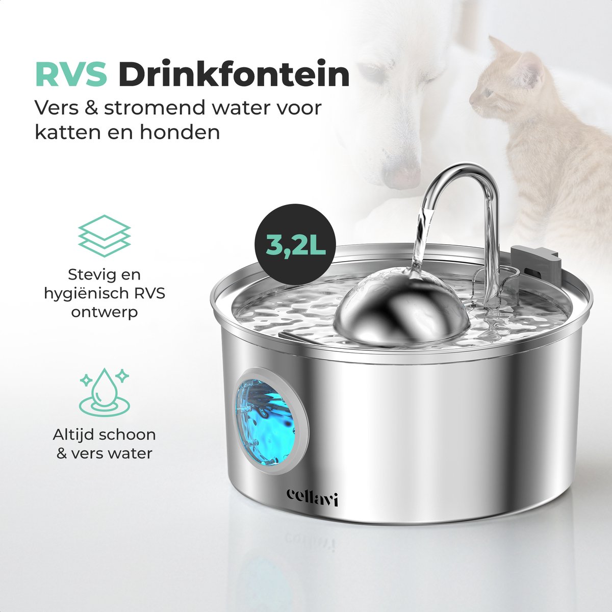 Cellavi R1X: RVS Drinkfontein met Filter - Kat & Hond thumbnail 2