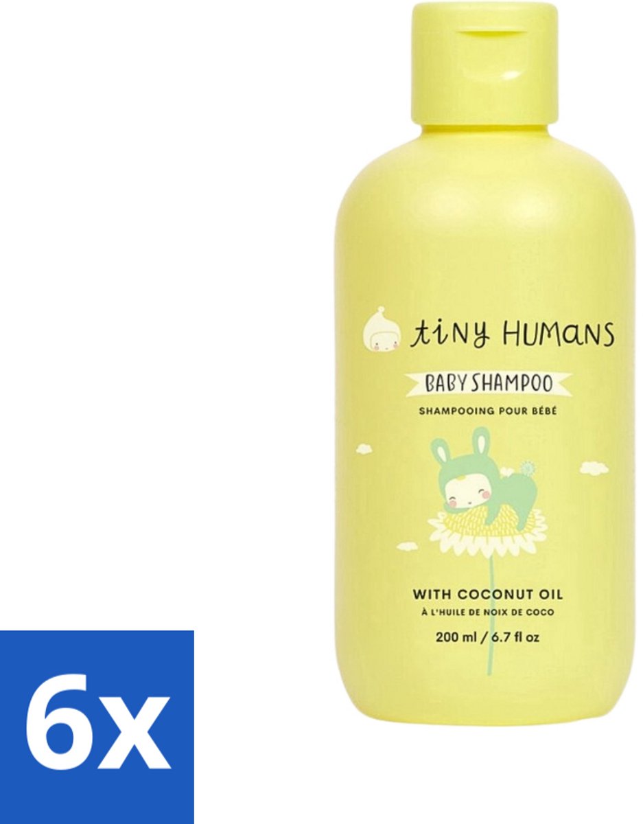 Image of 6 x Tiny Humans - Baby Shampoo - Extra Zacht & Natuurlijk - Voor Dagelijks Gebruik - 200 ml - Baby Shampoo - Babywas - Babyproducten - Natuurlijke Shampoo - Milde Shampoo