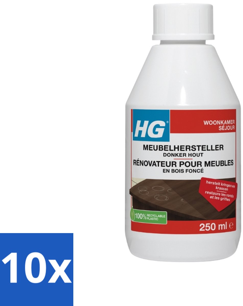 10 x HG Meubelhersteller Donker Hout 250 ml - Meubelhersteller - Donker Hout - Herstel Krassen - Herstel Vlekken - Herstel Waterkringen