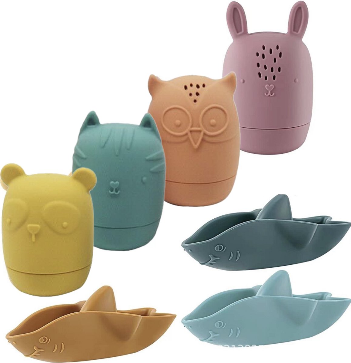 KYDDOI Silicone Badspeelgoed - 7 stuks - Badspeeltje - Knijp- en bootspeelgoed