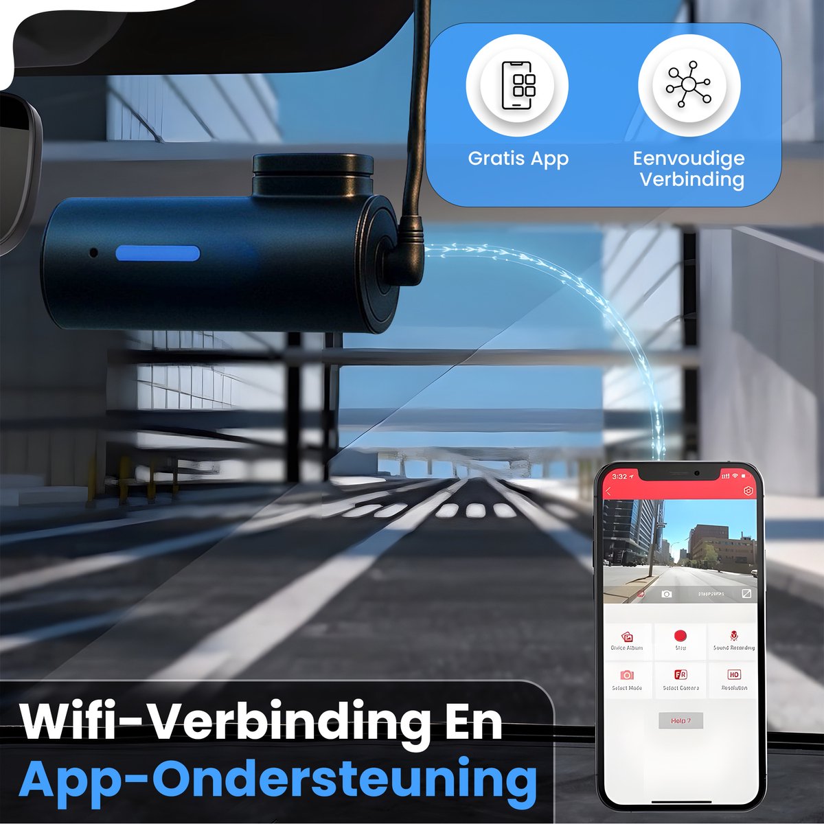 Azorix Dashcam Pro WiFi - 1080p Full HD Camera - Dashcam voor Auto - Nachtzicht & Botsingdetectie - Looprecording - Incl. 32 GB SD-kaart – foto 7
