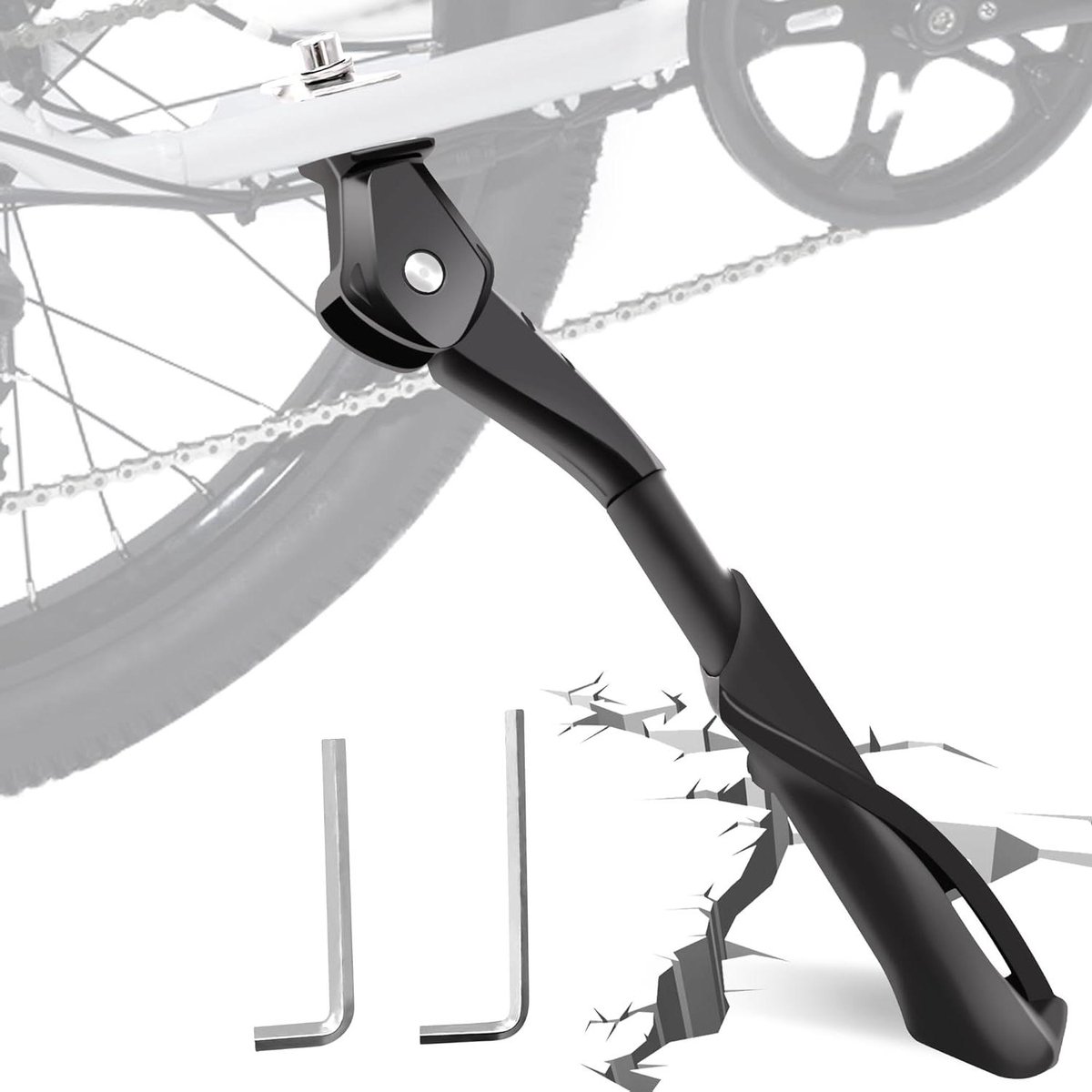 Allecto plus - Aluminium fietsstandaard voor 24-29 inch fietsen, in hoogte verstelbaar, stabiel en antislip, achterbouwstandaard met centraal gat, draagvermogen tot 35 kg, voor mountainbike en stadsfiets.
