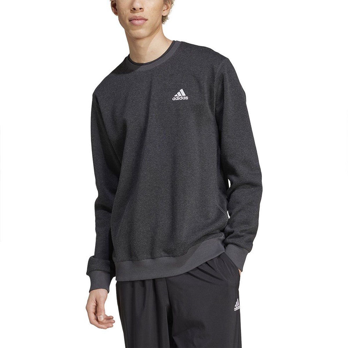 Adidas Season Essentials Melange Sweatshirt L Regular Man Zwart