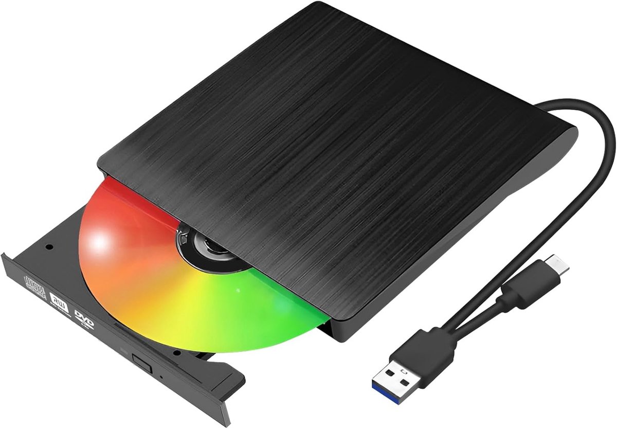 Draagbare Externe CD DVD Speler met USB 3.0 en Type-C voor PC en Laptop