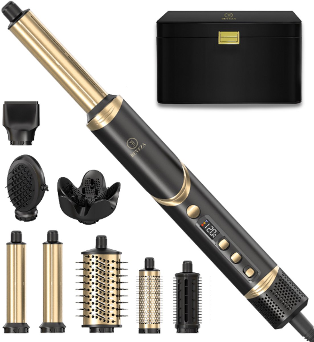 Beyeza Airstyler 8-in-1 - Fohn met Diffuser - Multistyler - Roterende Krultang 5 in 1 - Fohnborstel - Krulborstel - Haarstyler - Haardroger - Stijborstel - Warmteborstel - Hairwrap