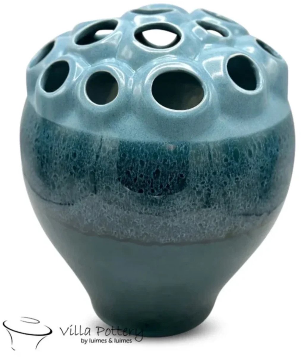Villa Pottery Blauwe vaas Coral D34 x