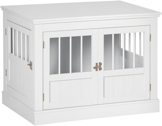 Cage pour chien PawHut en aggloméré, MDF, 78 x 53 x 59,3 cm , Wit