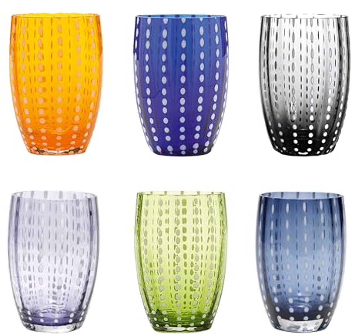 Kleurige Handgemaakte Tumbler Set van 6 - 32 cl Transparant Glas