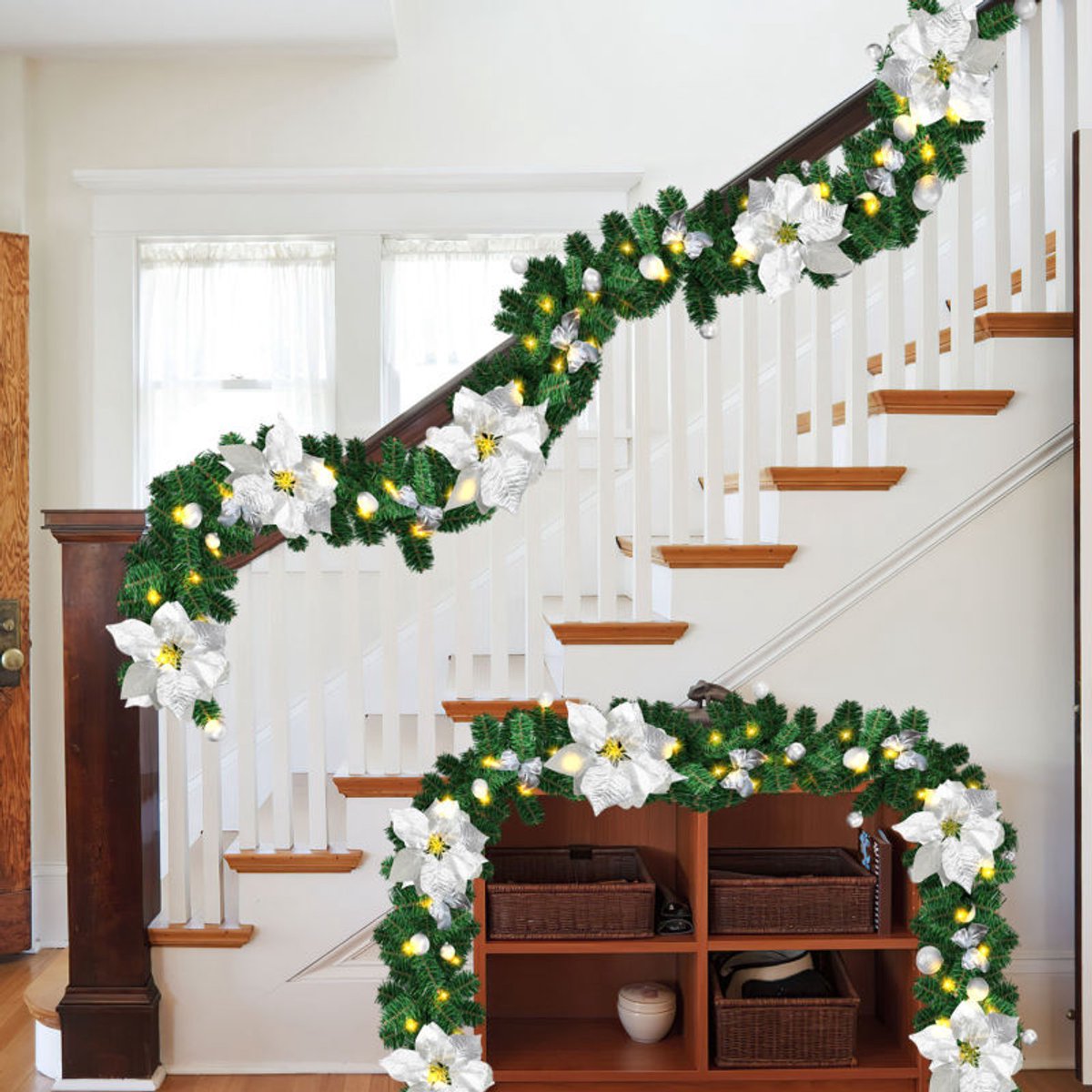 Kerstguirlande 2.7M Duurzame met verlichting kerstdecoratie Kerstdecoratie met zilver decoratief – foto 4
