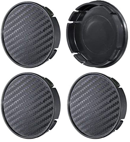 Set van 4 naafdoppen wieldoppen (carbon zwart, 68 mm zwart