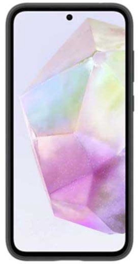 Zwarte Samsung telefoonhoes met aan de voorkant een kristalachtig behang.