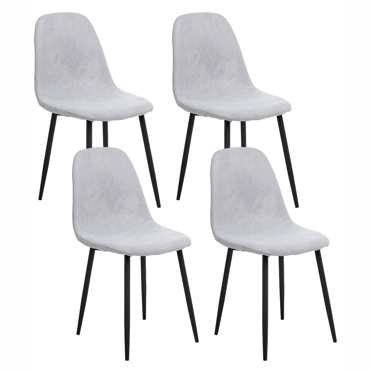 CRANDALL - Eetkamerstoel set van 4 - Lichtgrijs - Polyester