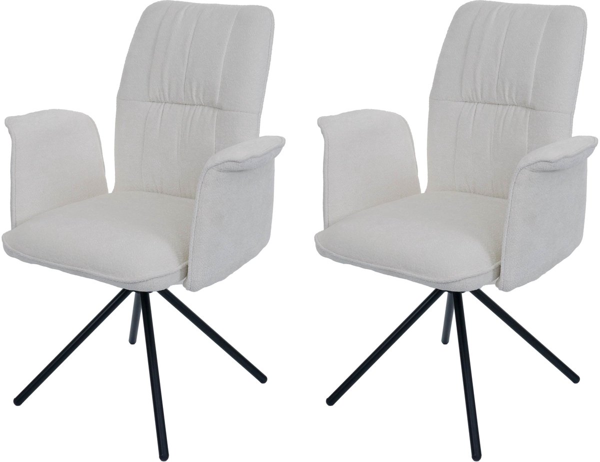 Set van 2 eetkamerstoelen MCW-N99, draaibare armleuning Auto-Return, stof/textiel chenille