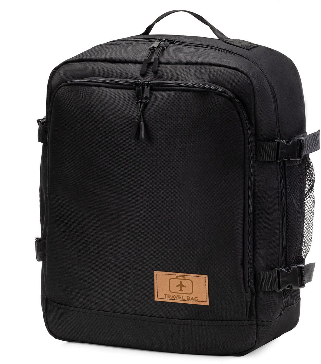 FEROCITY - Handige rugzak voor op reis 40x25x20 cm Multifunctioneel - handbagage koffer - Polyester - Zwarte REIS