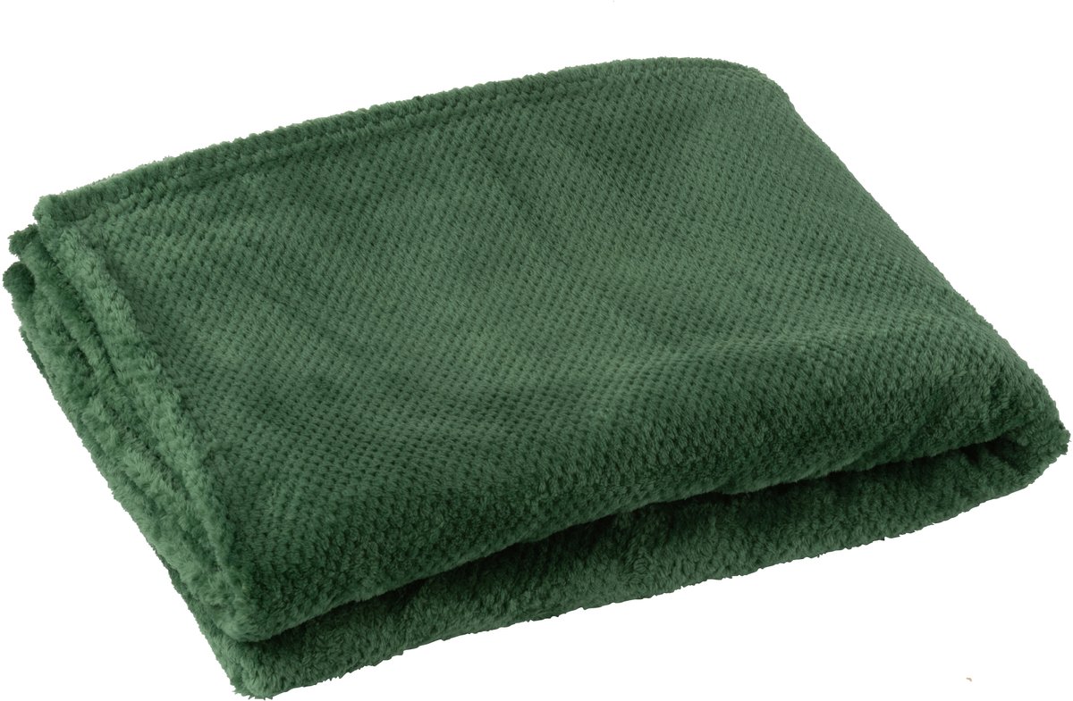 J-Line deken Snuggle - polyester - donkergroen