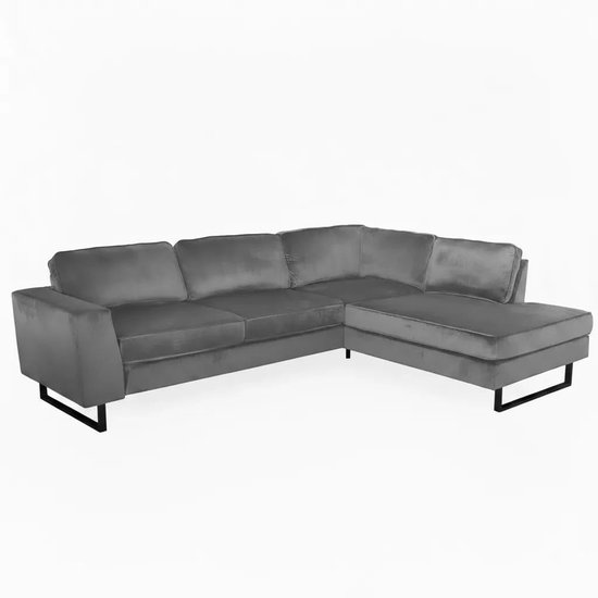 Canapé d'angle design Puckerto 290cm canapé velours gris canapé d'angle salon ensemble canapé droit