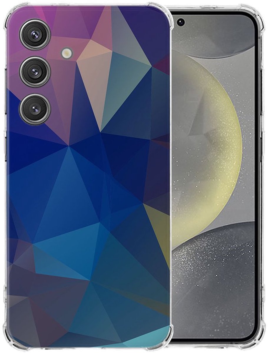 Samsung Galaxy S25 Hoesje - Polygon Dark TPU Antishock