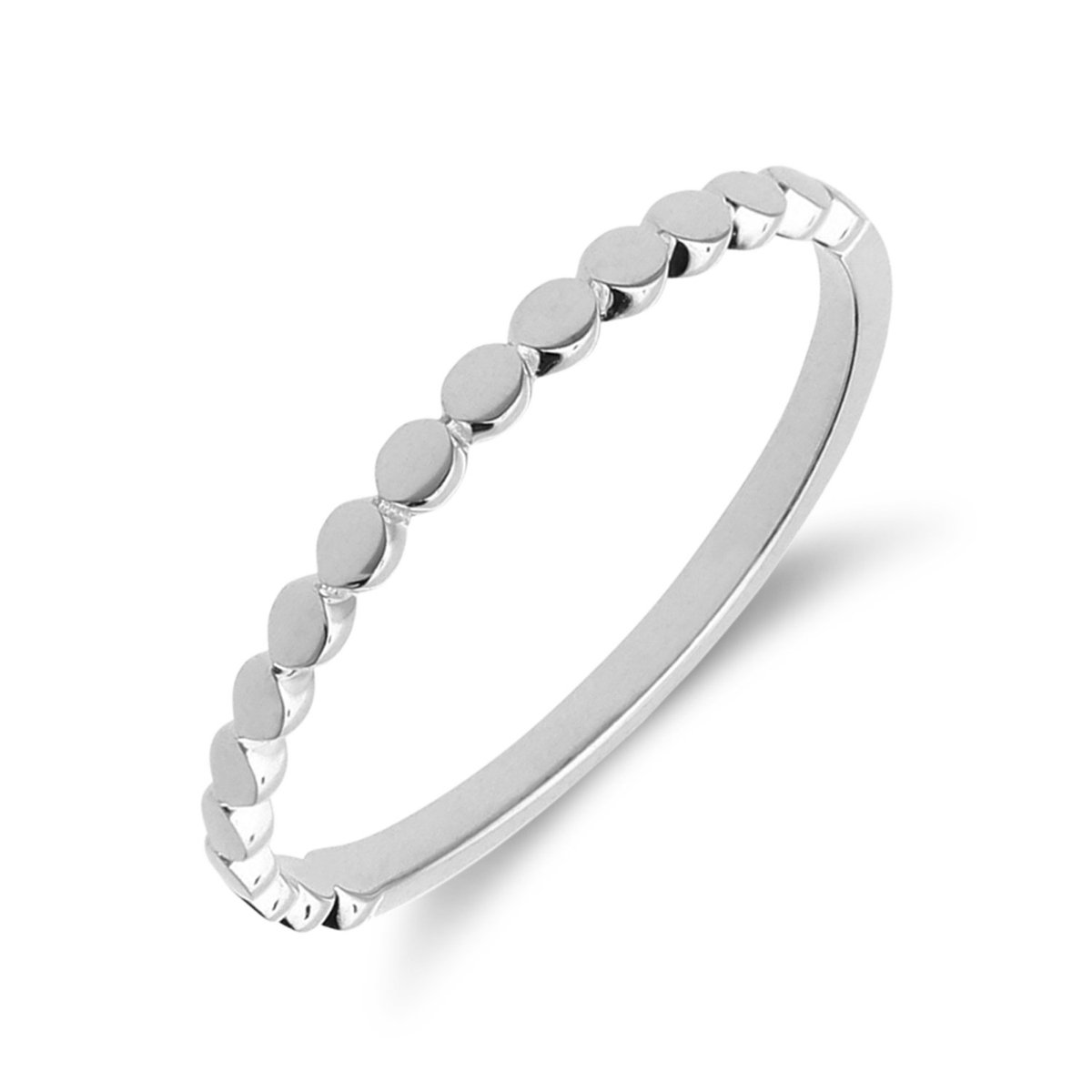 Lucardi Dames 14 karaat witgouden ring bolletjes - Ring - 14 Karaat Goud - Zilver - 18.50 / 58 mm