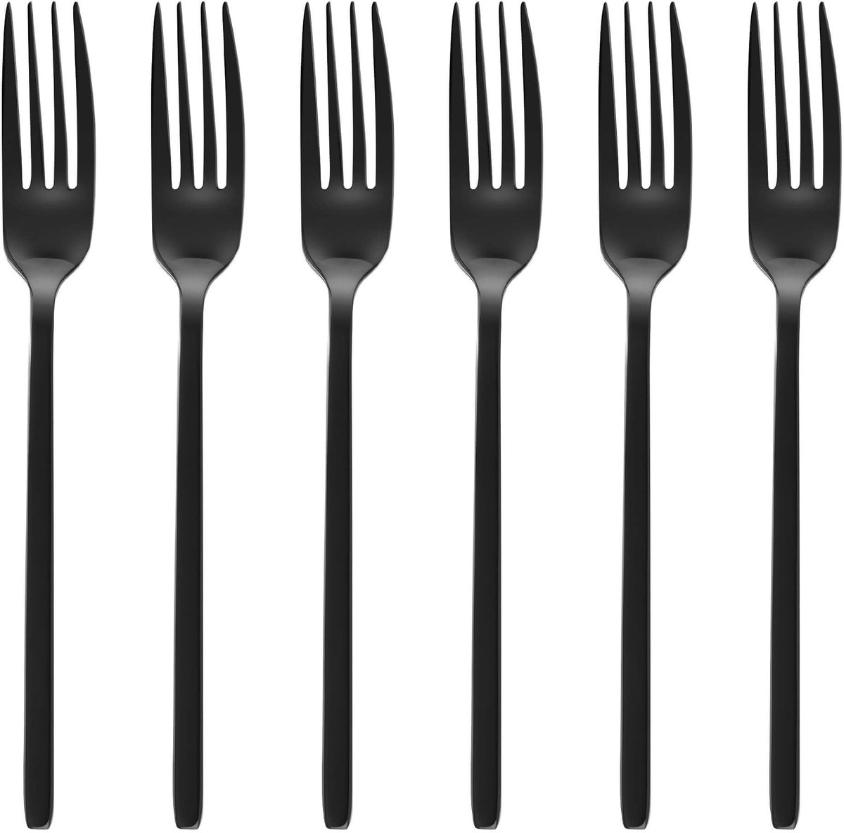 Ibenzoa® Moderne zwarte tafelvorken set van 6 stuks met titanium coating