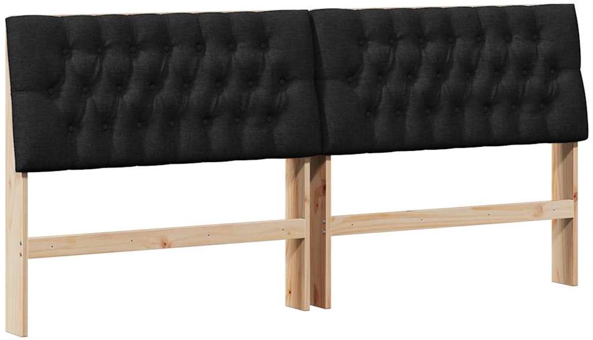 vidaXL Gestoffeerd - hoofdbord - Zwart - 200 - cm - Massief - grenenhout