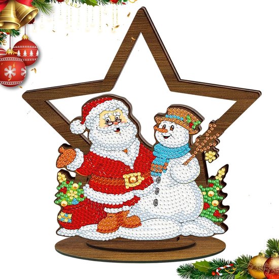 DIY Diamond Painting Kerst Countdown Kalender – 25 Dagen, Houten Draaibare Boom, Sneeuwman Thema
