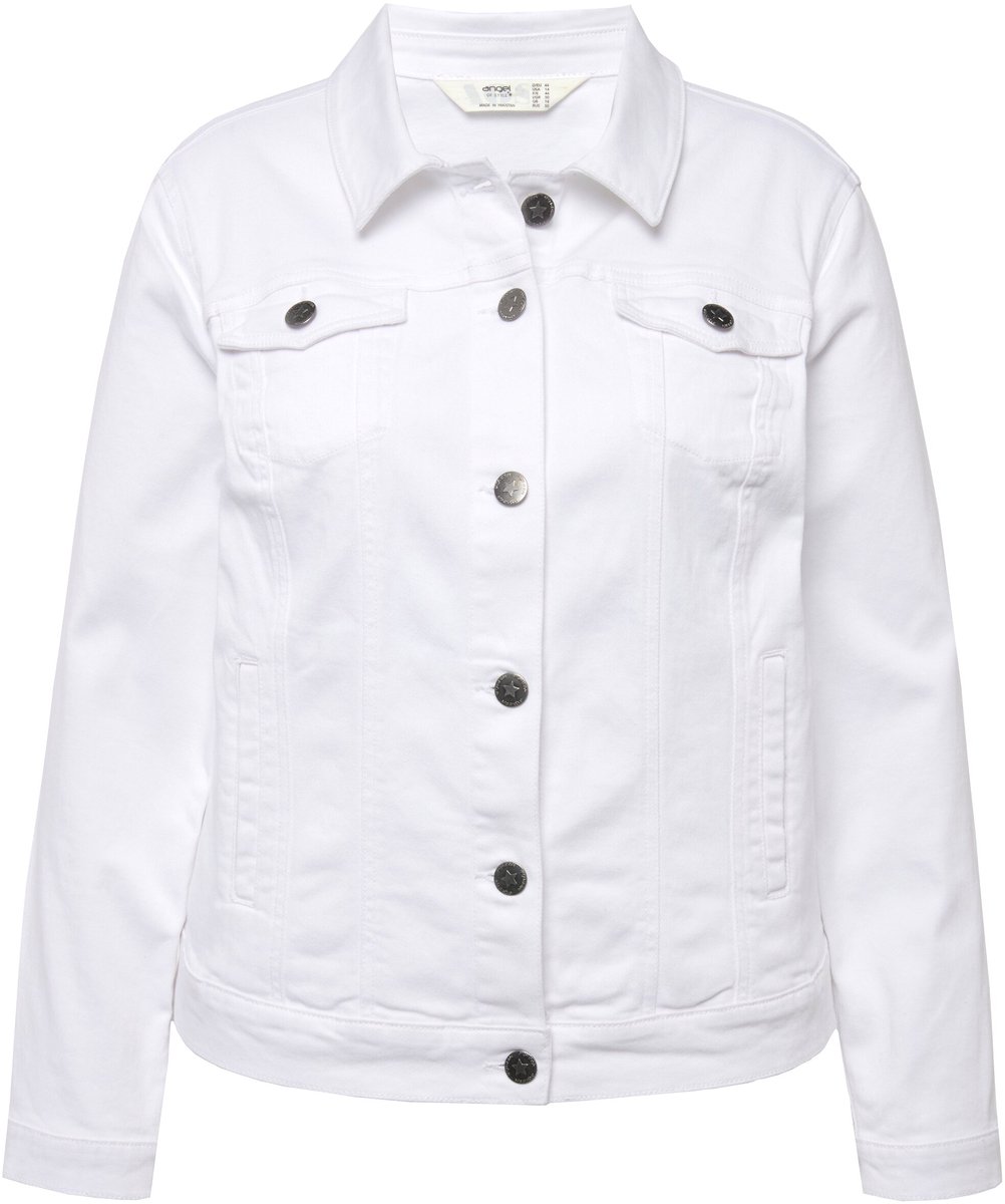 Angel of Style - Dames - Denim jas Frieda waseffecten overhemdkraag lange mouwen - Sneeuwwit - Maat 48