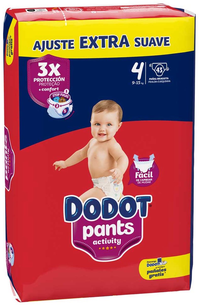 Dodot Maat 4 Extra Actieve Luiers 43 Eenheden Transparant Kinderen
