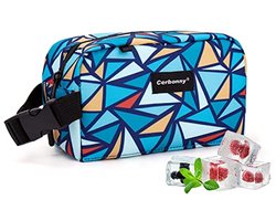 SnelShoppen - Cerbonny Freezable Lunch Bag Mini Cooler Bag voor Werk, School en Reizen, Blauw Driehoek Patroon, 9"x5"x4", 3.5L, Inclusief Vries Elemen