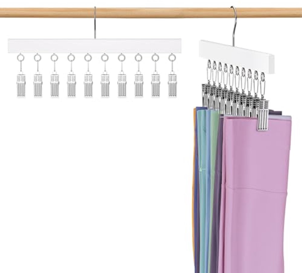 Ruimtebesparende Legging Organizer - 2 Houten Hangertjes voor Kleding