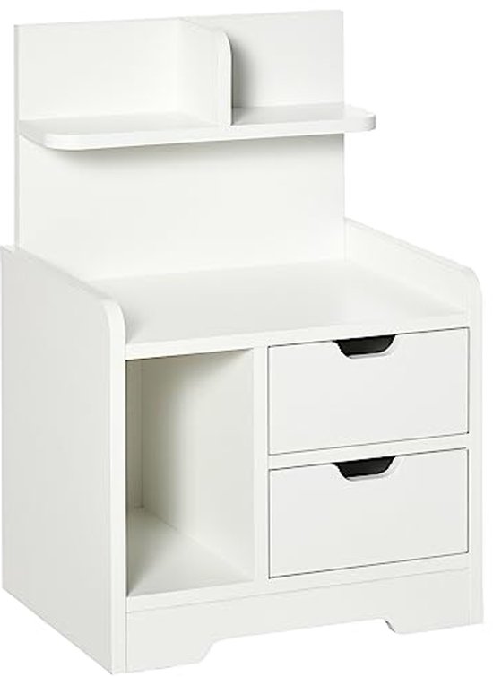 Wit Open Kast Massief Grenen Junco 49A, Met 2 Laden En 1 Plank, 83 X 100 X 42 Cm Eenvoudig Ontwerp Stabiel En Robuust 112379