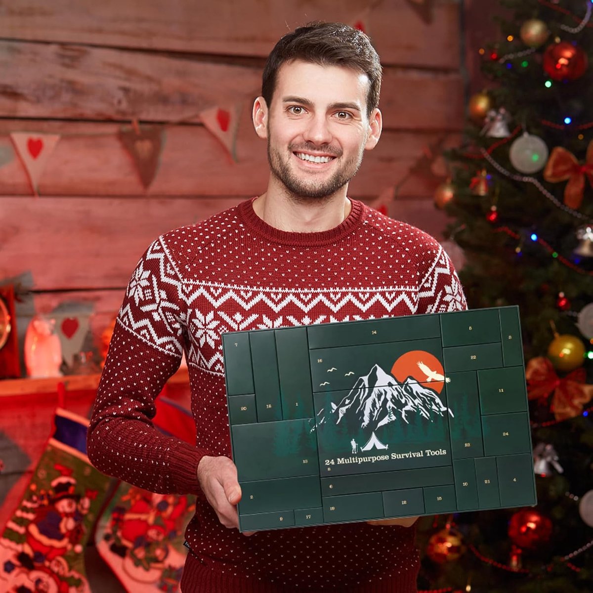 Adventskalender 2025 Für Männer, Werkzeug Adventskalender 2025, Adventskalender 2025 Männer Survival Kit, Survival Tools Adventskalender Für Erwachsene Teenager,Männer (A