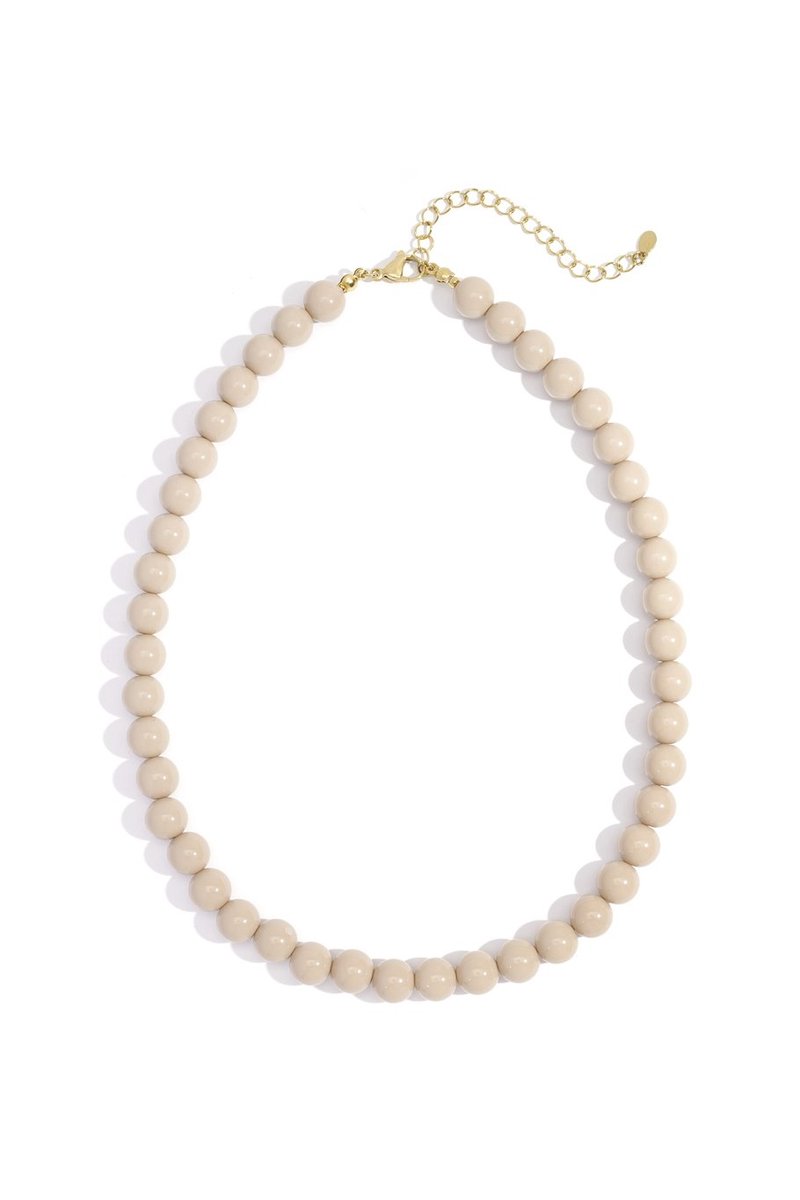 Bijoutheek Collier Kralen 10mm Statement Beige