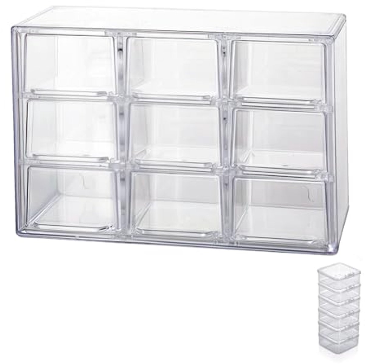Bureau-organizer met 9 mini-laden - Transparant, stapelbaar voor make-up, sieraden en kantoorbenodigdheden